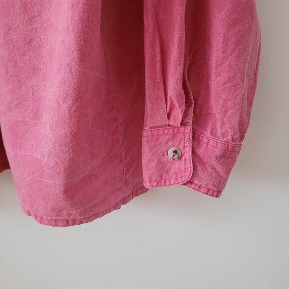 3 Suisses Women's Asymmetrical Pink Button-Up Size L/XL - Picture 4 of 8